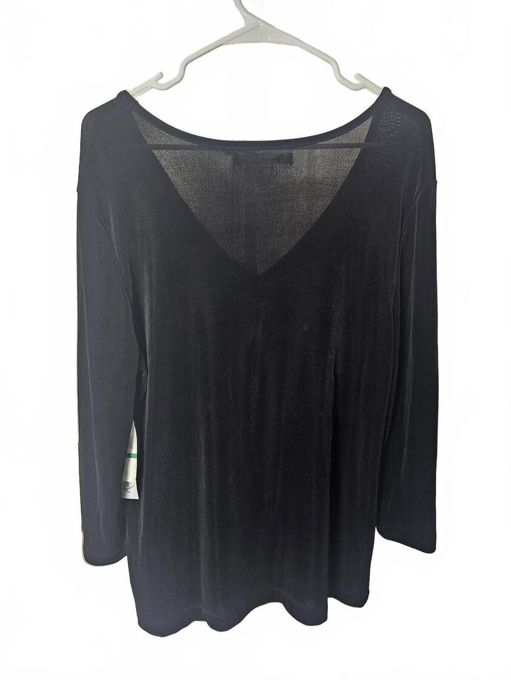 Kiara Black Long Sleeve V-Neck Top XL - Picture 4 of 4